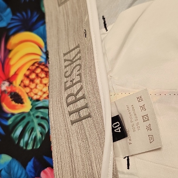 Hreski Mens "Tropical Fruits" Design on Black Stretch Golf Shorts Size 40 - Picture 4 of 4